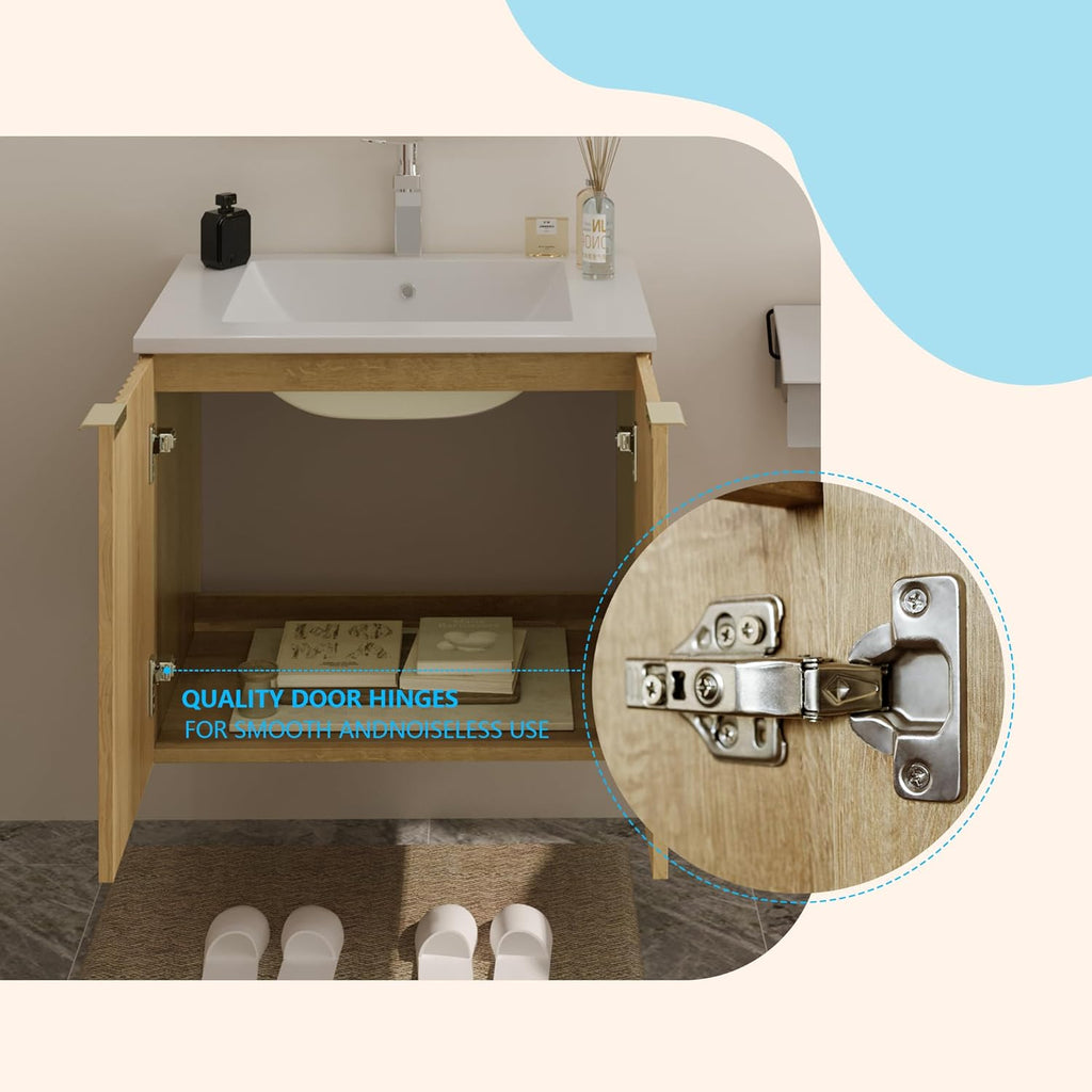 Modern Bathroom Vanity with Sink and Wavy Textured Doors