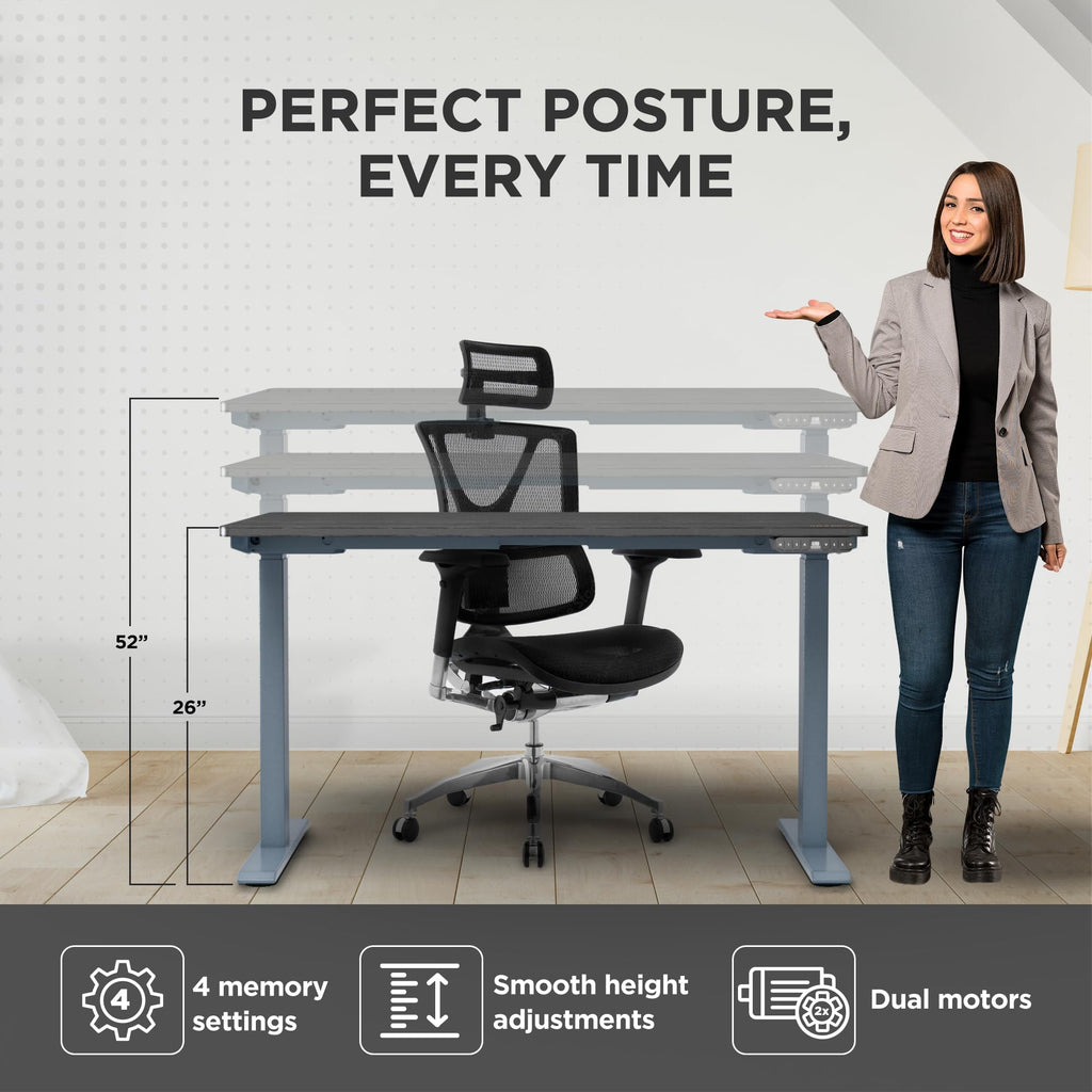 Rise UP Dual Motor Electric Standing Desk 48x30 Black Desktop Premium Ergonomic Adjustable Height sit Stand up Home