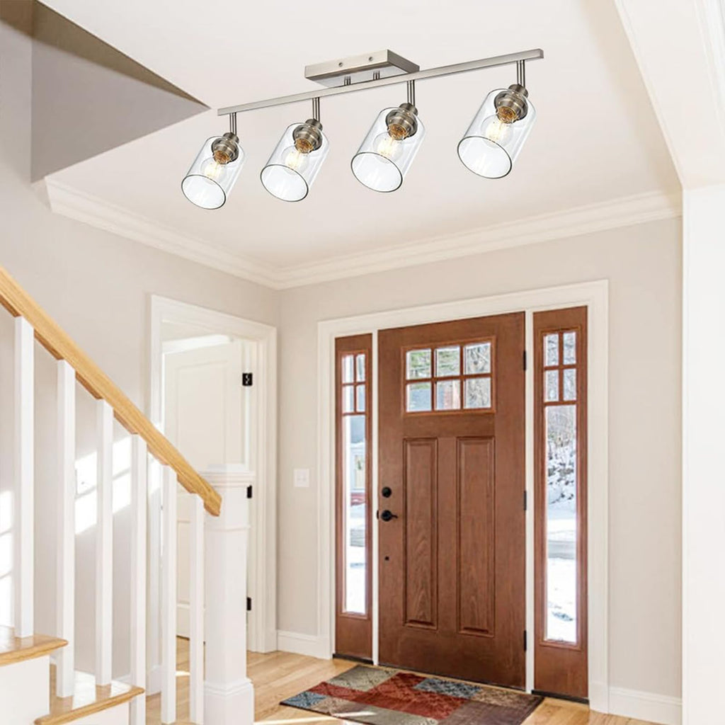 Brushed Nickel Bathroom Vanity Lighting, Modern Track Lighting Fixtures Ceiling Flush Mount Ceiling Light