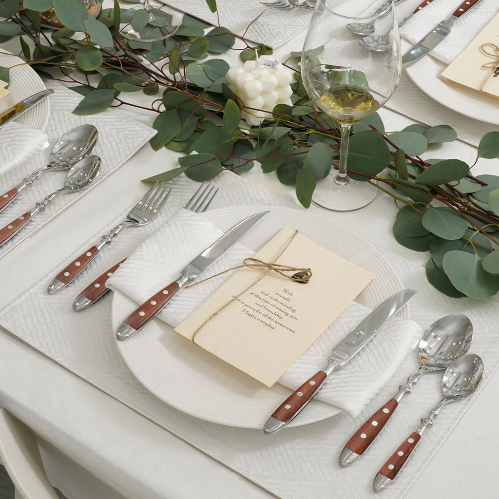 24-Piece 18/0 Stainless Steel Silverware set, Vintage Flatware set with Bakelite Handle, service for 4, Cutlery set