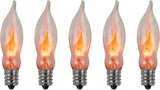 A101 Flicker Flame Light Bulb - 3 Watt, 130 Volt, E12 Candelabra Base, Nickel Plated Base - Dances with a Flickering