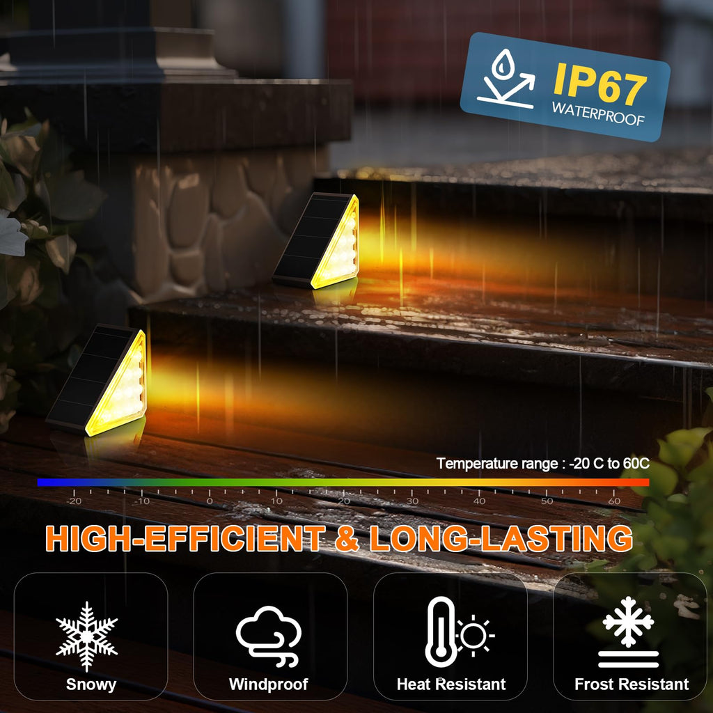 Solar Stair Lights, 12 Pack Warm White Step Lights Outdoor Waterproof