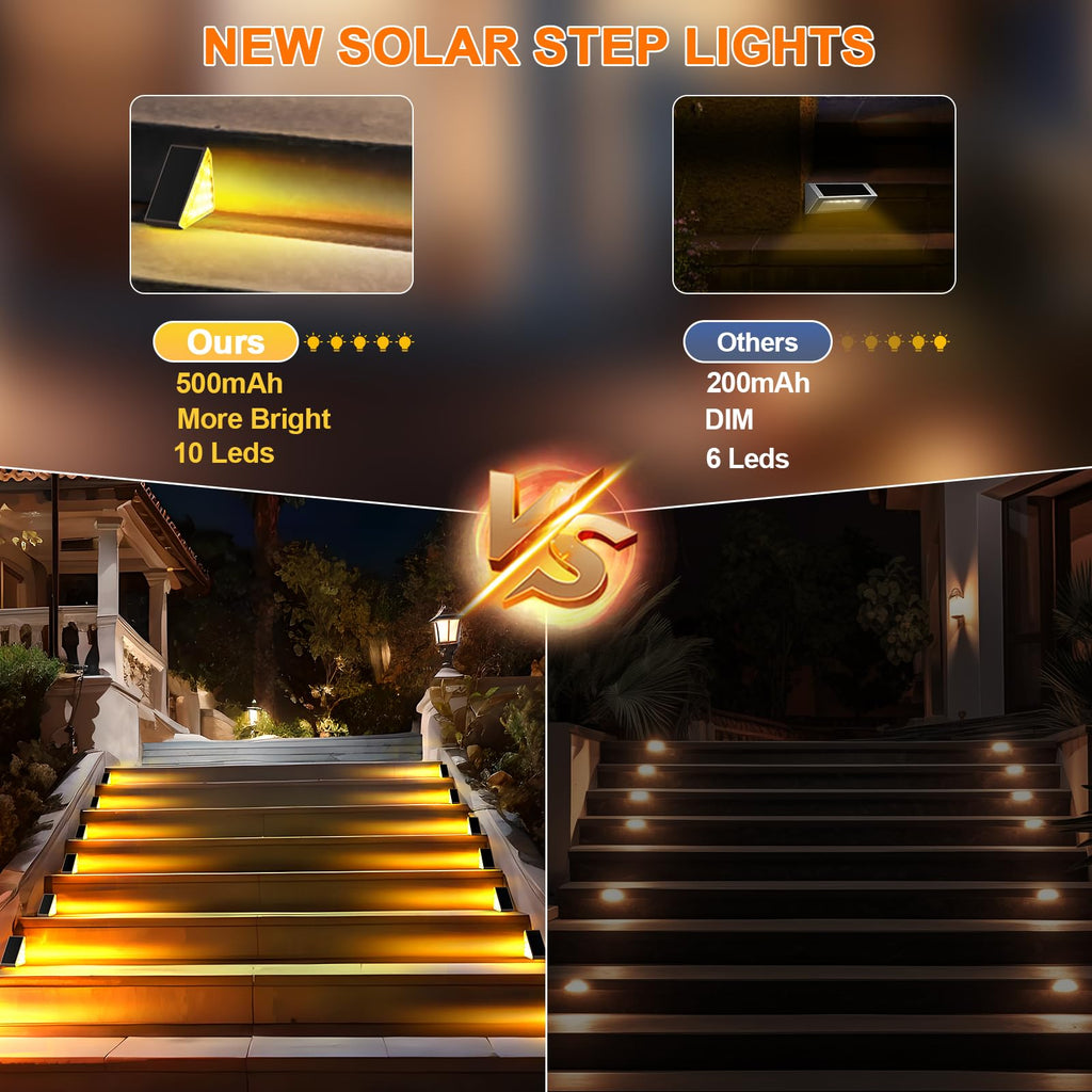 Solar Stair Lights, 12 Pack Warm White Step Lights Outdoor Waterproof