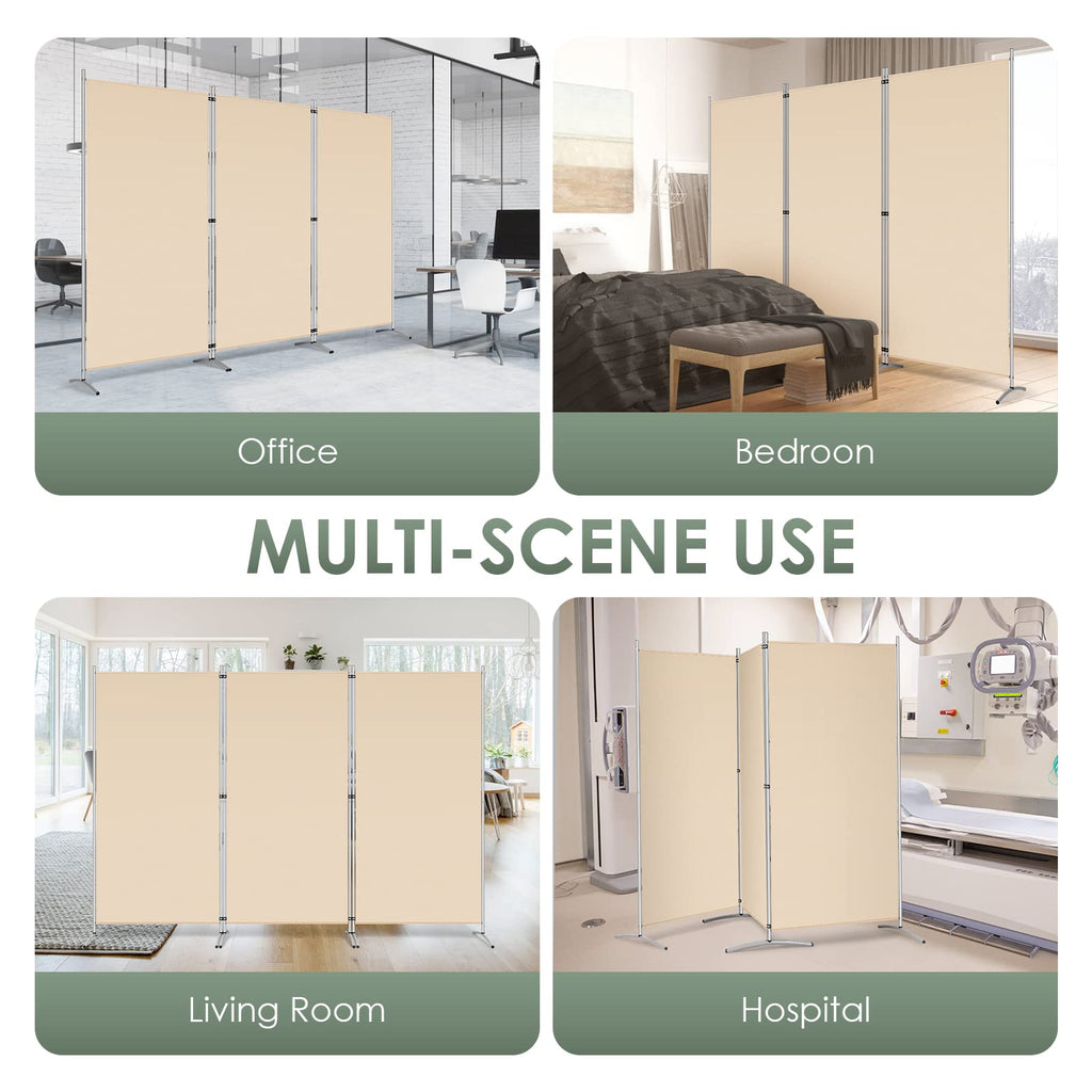 3 Panel Room Divider, 6 Ft Tall Folding Privacy Screen Freestanding Room Partition Wall Dividers, 102''W x 20''D x