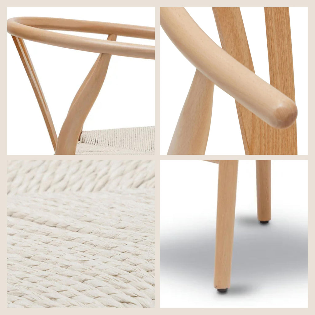 & BARK Weave Dining Chairs - Mid-Century Modern Wishbone Dining Chairs with Arms, Solid Wood Frame, Indoor Use
