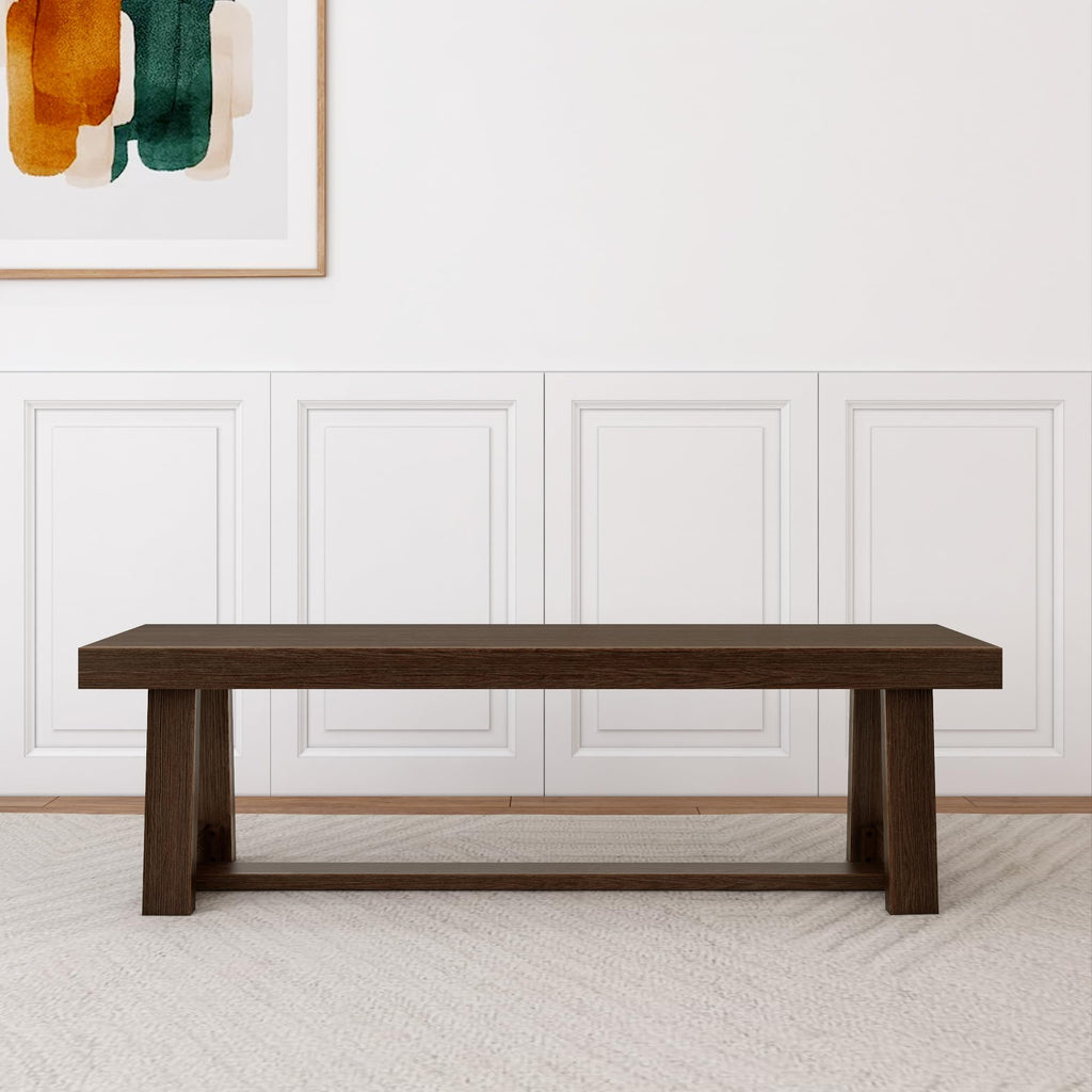 Classic Dining Bench, 60 Inch, Walnut Wirebrush