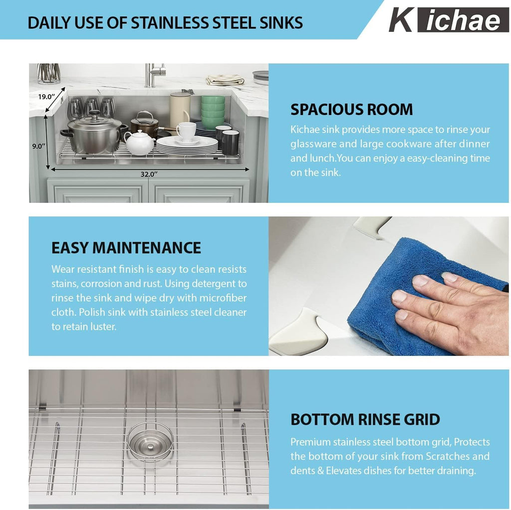 32 Inch Undermount Kitchen Sink Stainless Steel 16 Gauge Single Bowl | 32x19 Undermount Sink Stainless Steel Kitchen