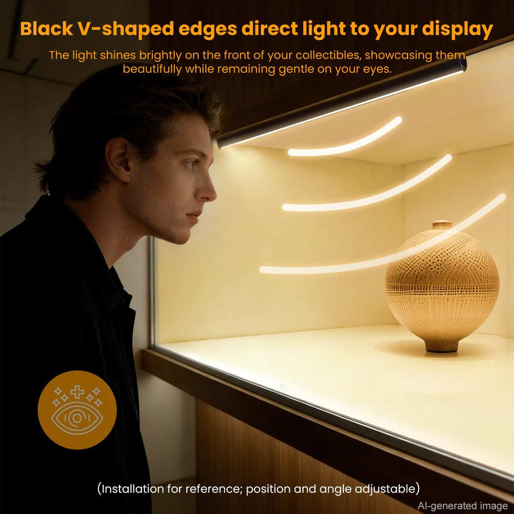 Black Shelf Lights, LED Bookcase Lighting Compatible with Alexa, WiFi Dimmable 2700K Under Shelf Lighting