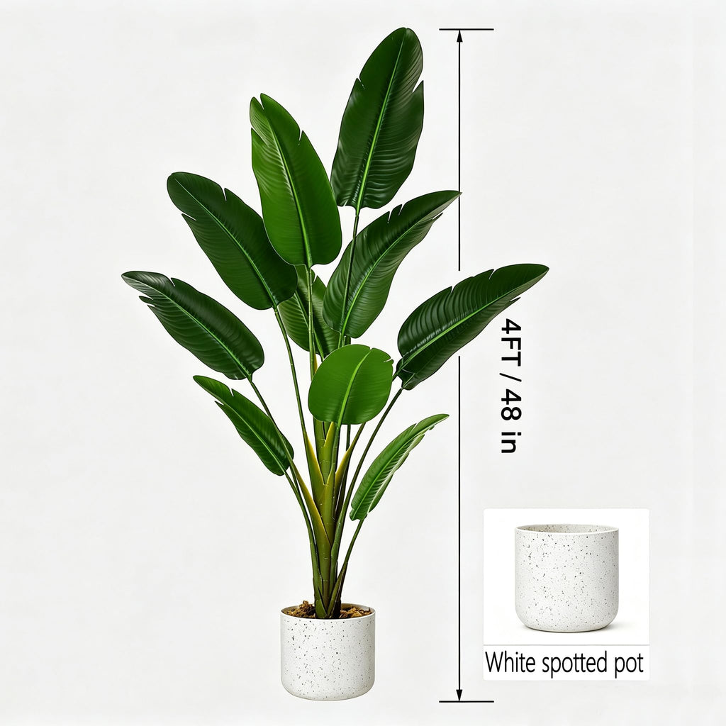 4FT Artificial Banana Tree with Planter, Fake Tropical Trees