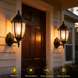 Outdoor Wall Lantern, 14 Inch Porch Light Fixtures with Seed Glass Shades, Waterproof Exterior Wall Lights