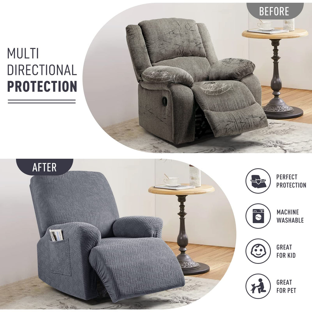 Recliner Chair Covers, Stretch Reclining Cover, Dark Gray