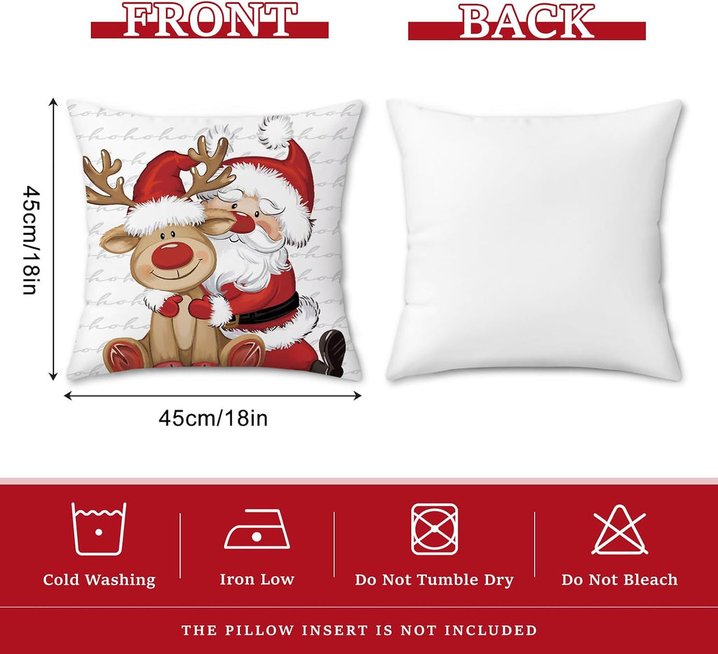 Merry Christmas Throw Pillow Covers 18x18 Inches - Set of 4