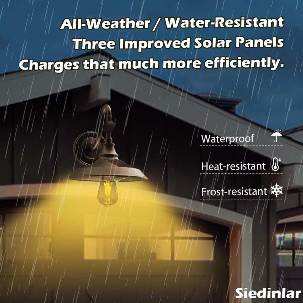 Solar Barn Light Outdoor Aluminum with 3 Modes 1 Pack Dark Bronze