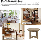 42"-60" Extendable Dining Table for 4, Solid Wood Round Oval Expandable Kitchen Dining Room Table with Butterfly