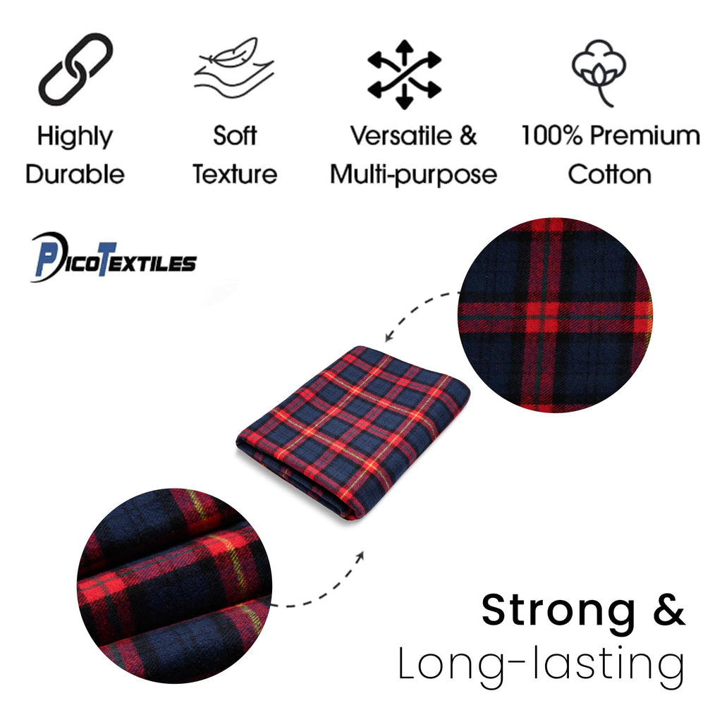 Textiles 25 Yard Bolt Blue & Red Tartan Plaid Flannel Fabric