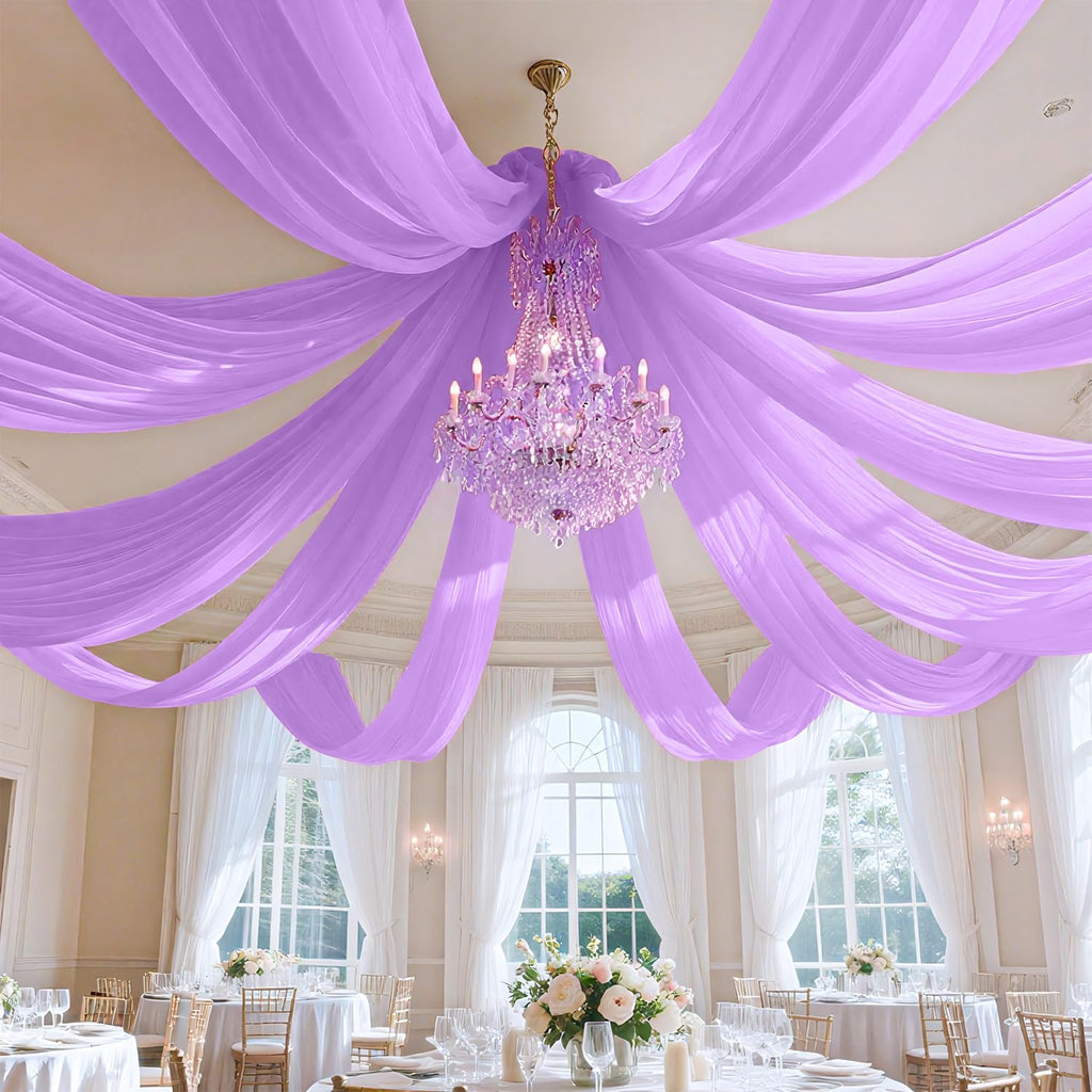 Ceiling Drapes Hanging Kit with Chiffon Wedding Ceiling Drapes Lavender Arch Draping Fabric Sheer Chiffon Wedding