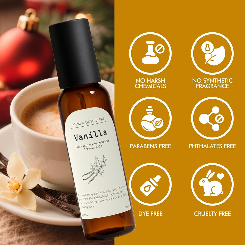 Vanilla Fragrance Room Spray, Long-Lasting Room Freshener and Kitchen, Air Freshener Spray, Odor Eliminator, 2 x 4.06 - Set of 2