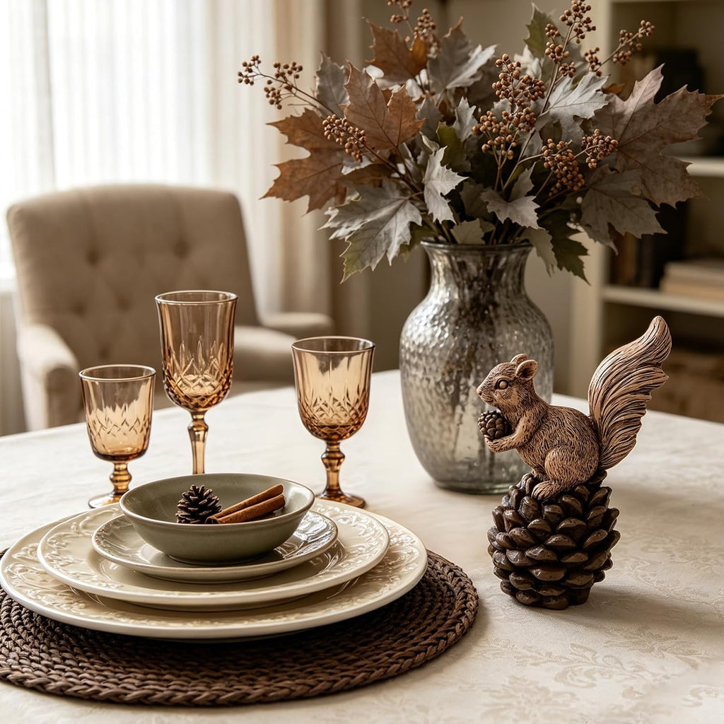 Squirrel Fall Decorations Table Decor Garden Statue