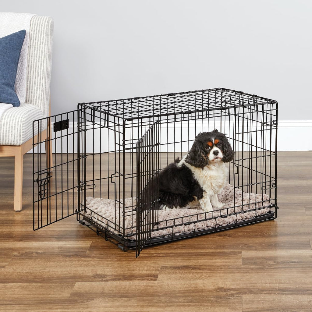 30-Inch iCrate for Medium Breeds, 21-40 lbs, Double Door Folding Dog Crate with Divider Panel