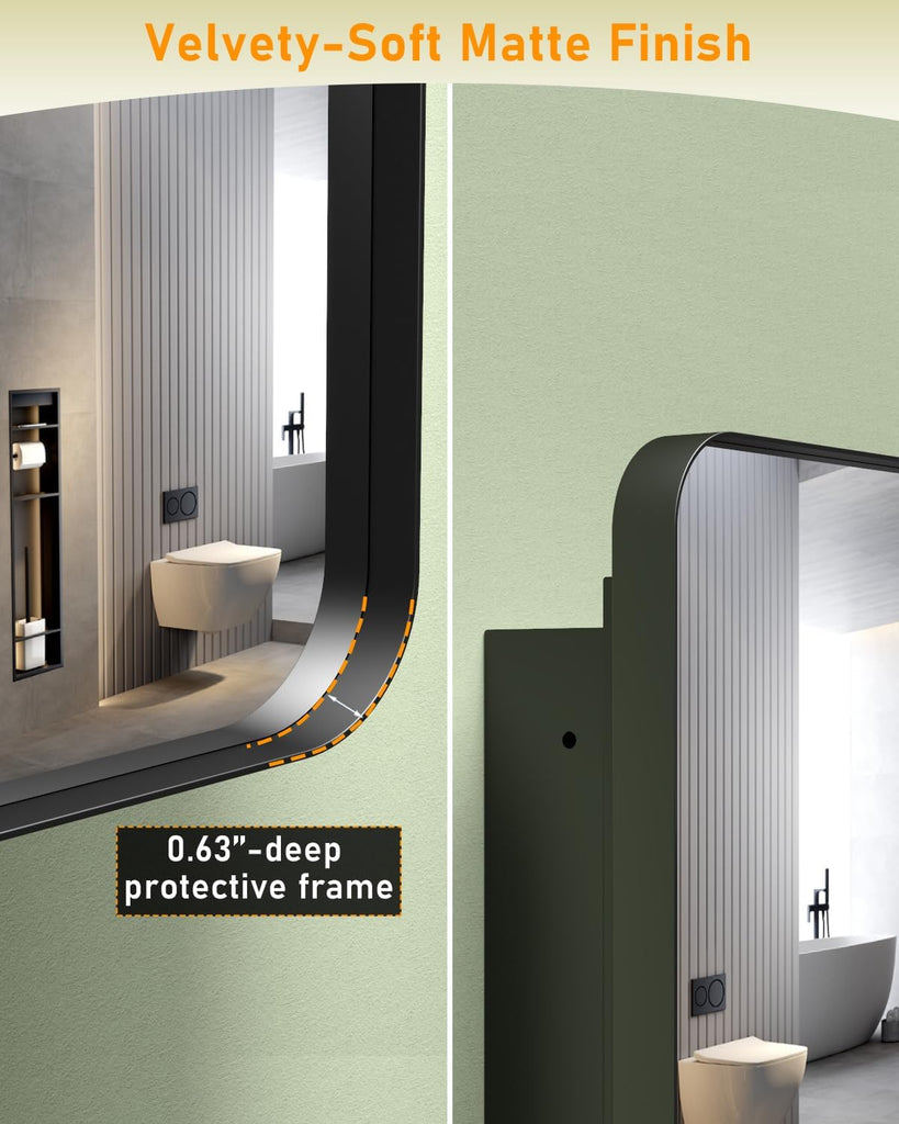 16"x24" Black Medicine Cabinet Mirror , Reversible Installation | Surface & Recessed Mount Medicine Cabinet Mirror