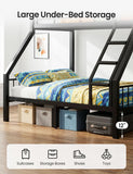 Twin XL Over Queen Bunk Bed, Heavy Duty Queen Bunk Bed for Adults