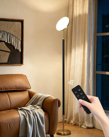 Solid Wood LED Torchiere Floor Lamp, 69" 3 Color Temp Dimmable with Remote