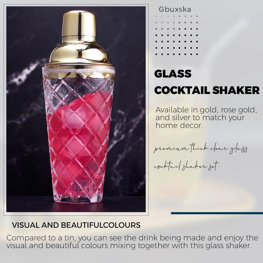 Cocktail Shaker Set with Jigger, Bar Spoon & Muddler - Set of 7