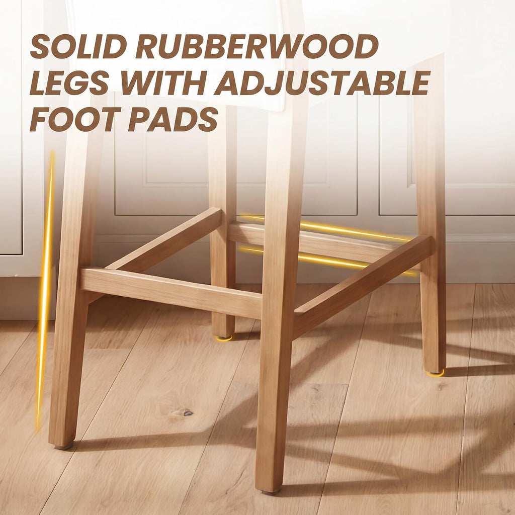 26 Inch Upholstered Modern Bar Stools Set of 3, Wooden Counter Height Barstools with 5" Thick Padded Seat & Cushioned