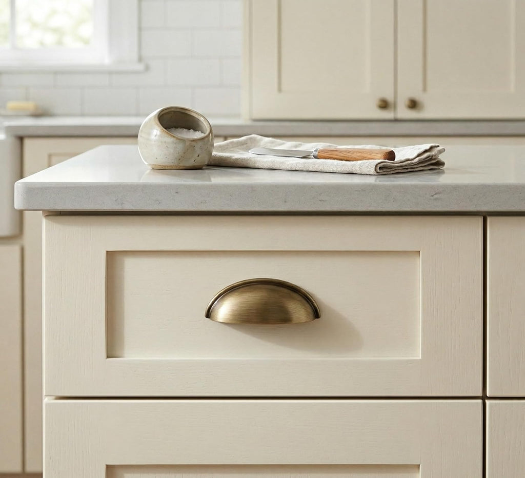 25 Pack 783BAB Brushed Antique Brass Cabinet Hardware Bin Cup Drawer Cup Pull - 3" Inch (76mm) Hole Centers