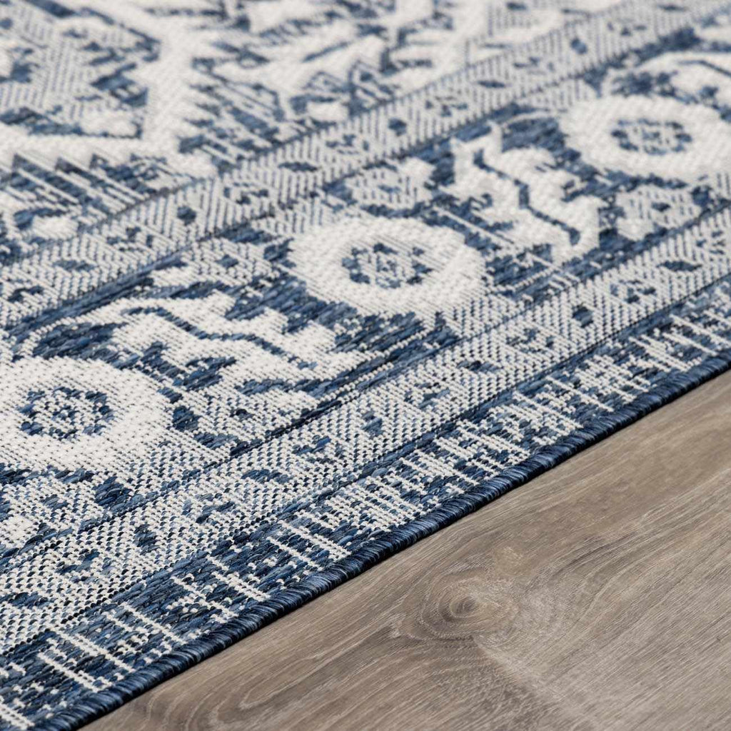 Etoile Living Room, Bedroom Patio Outdoor Area Rug - Medallion Border Floral Geometric Distressed - Traditional