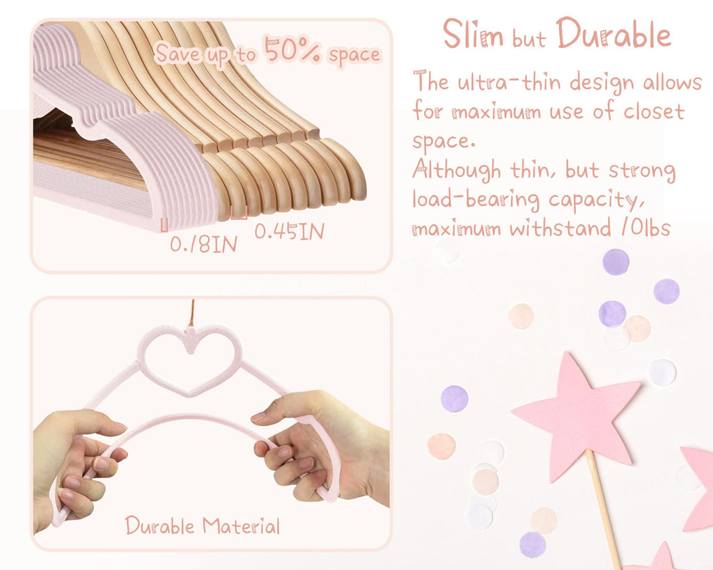 Velvet Baby Hangers, Kids Hangers with Clips for Toddler & Infant Clothes