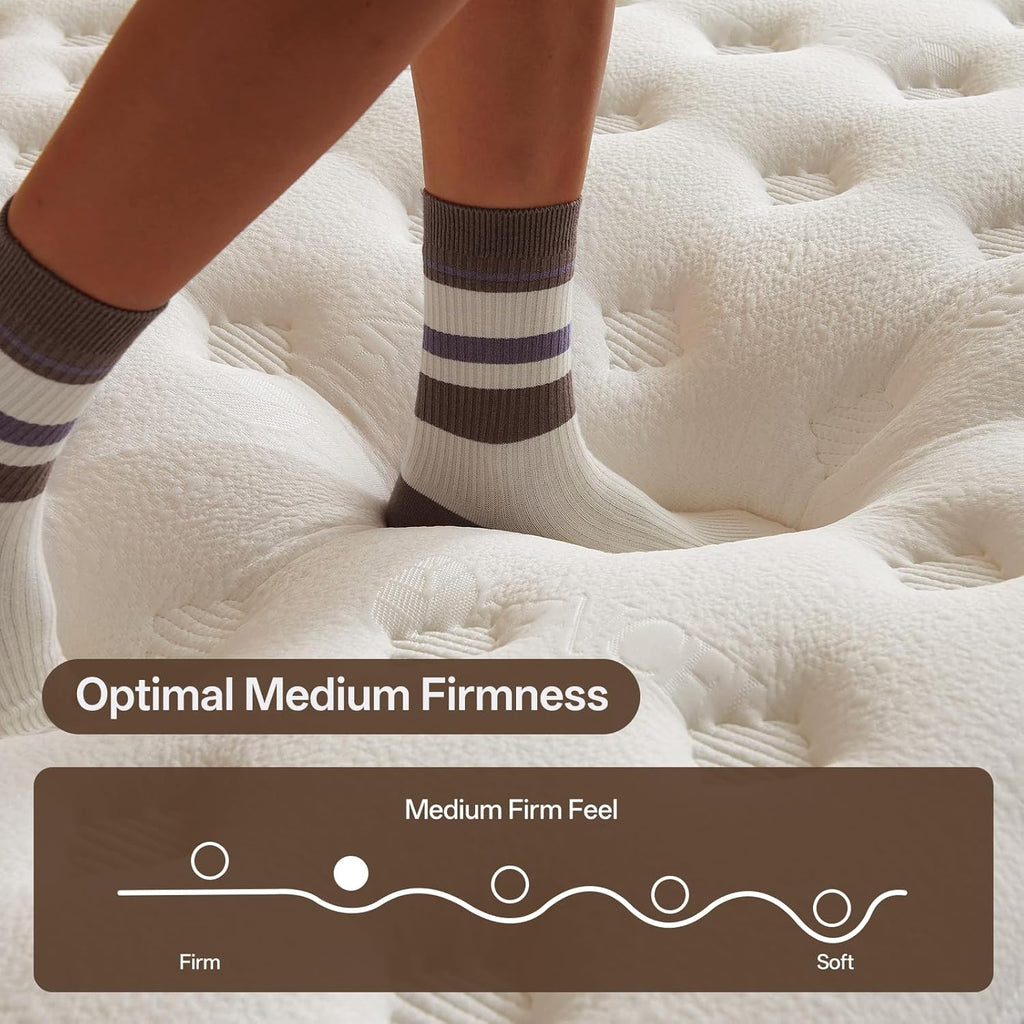 12 Inch King Size Mattress Hybrid King Mattress in a Box, Memory Foam Mattress with Pocket Springs, Medium Firm
