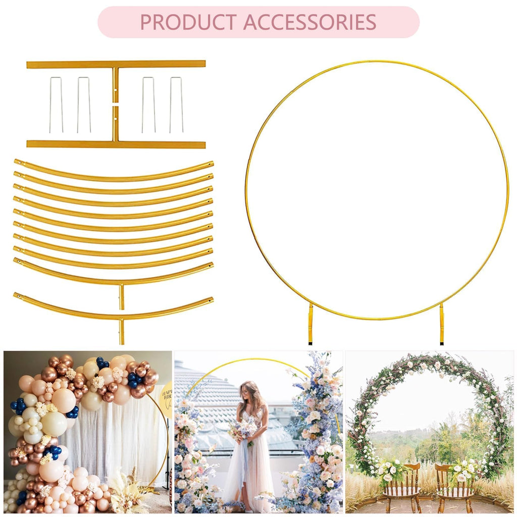 Round Backdrop Stand 6FT, Metal Balloon Arch Frame with Base for Ceremony