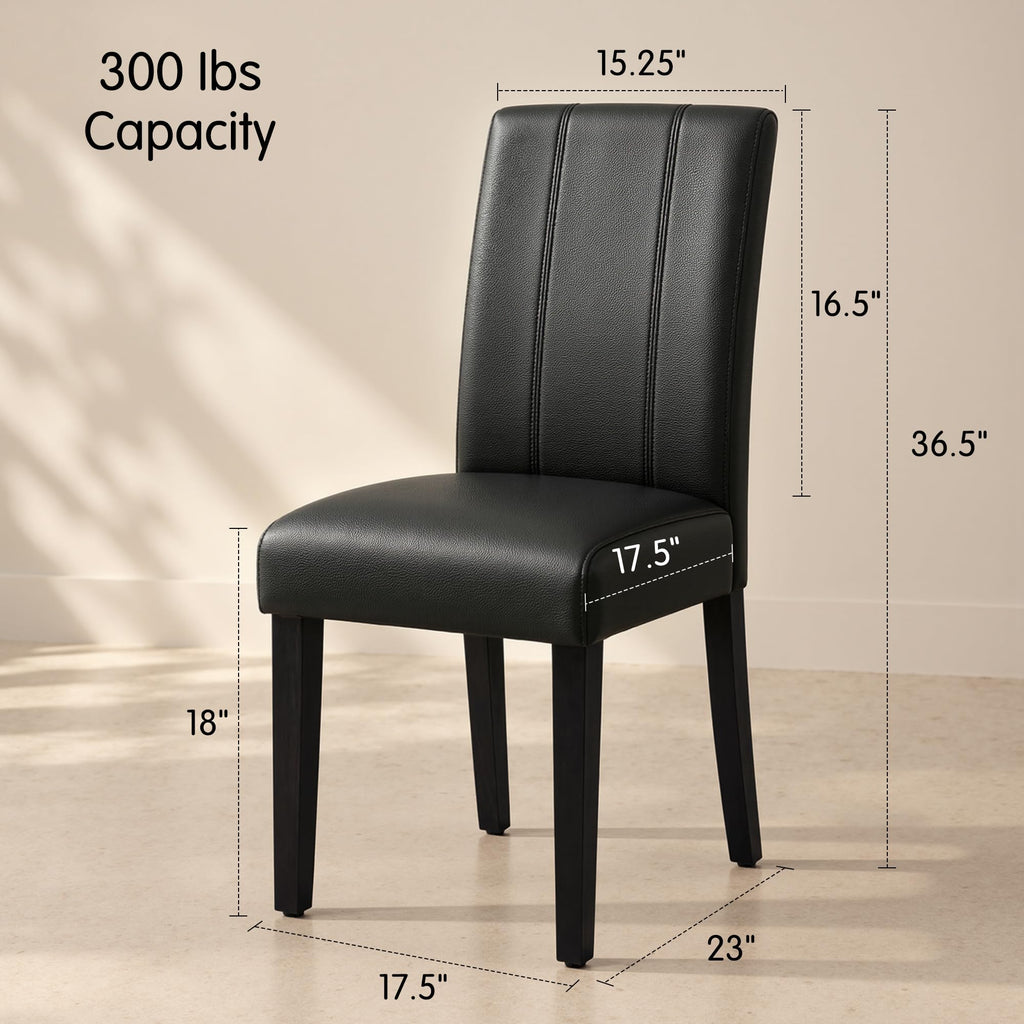 Dining Chairs Set of 4, Faux Leather Dining Room Chairs, Upholstered Modern Kitchen Parsons Chairs with Sturdy Wood