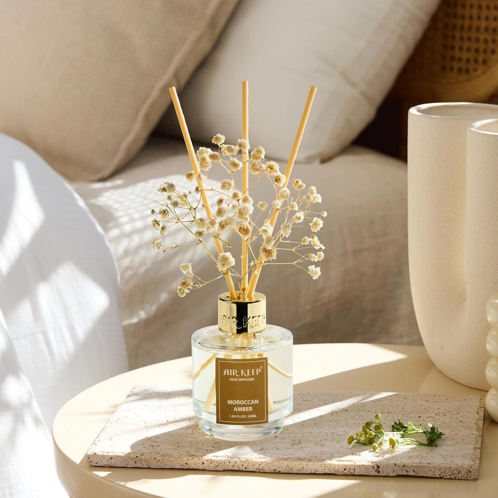Reed Diffuser, Cinnamon Vanilla Lavender Field Moroccan Amber Oil Reed Diffusers Living Room Office - Set of 3