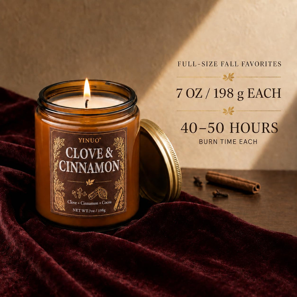 Fall Scented Candles Gift Set, 6 x 7 oz Cozy Autumn Collection Candles