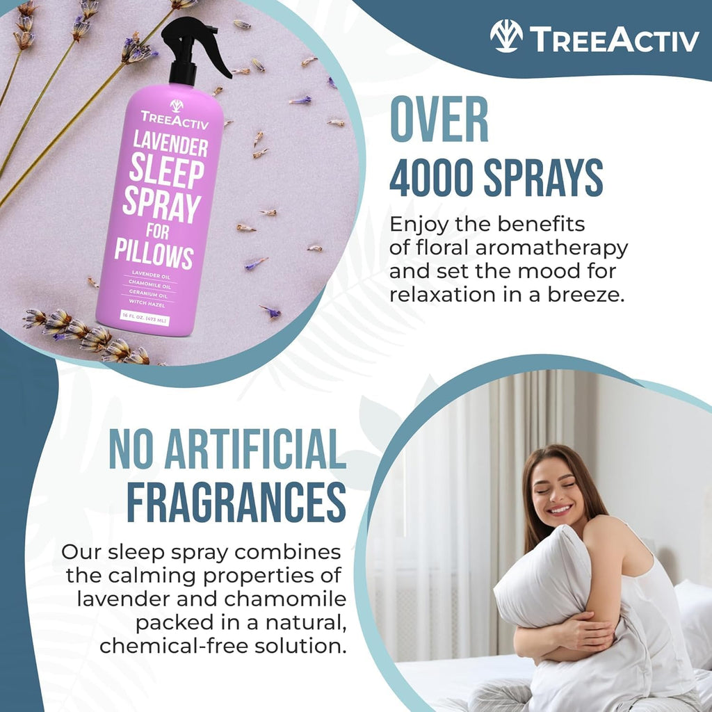Sleep Spray Calming Lavender Chamomile, Soothing Witch Hazel & Lavender Pillow Spray Air Freshener for Room, Bed - Set of 16