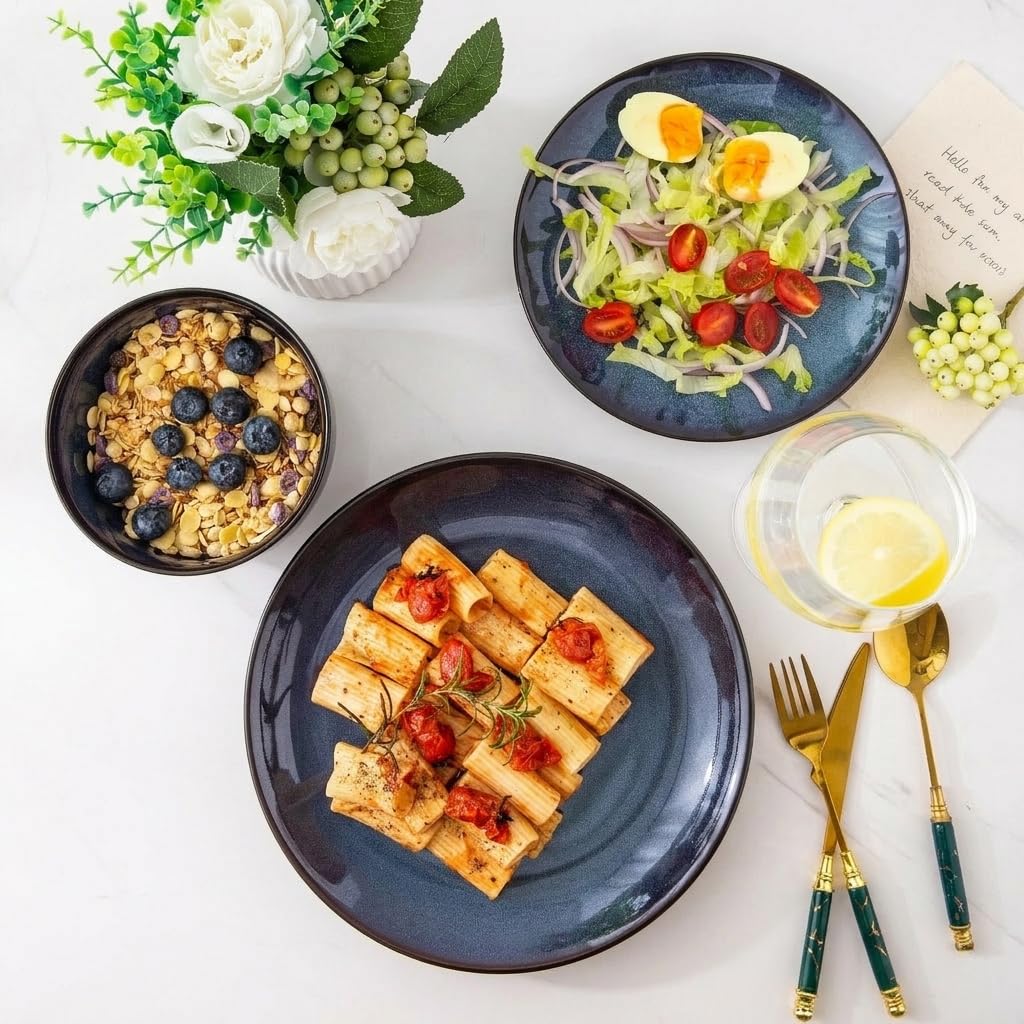 Ceramic Dinnerware Sets for 8,24Pcs Porcelain Plates and Bowls Set