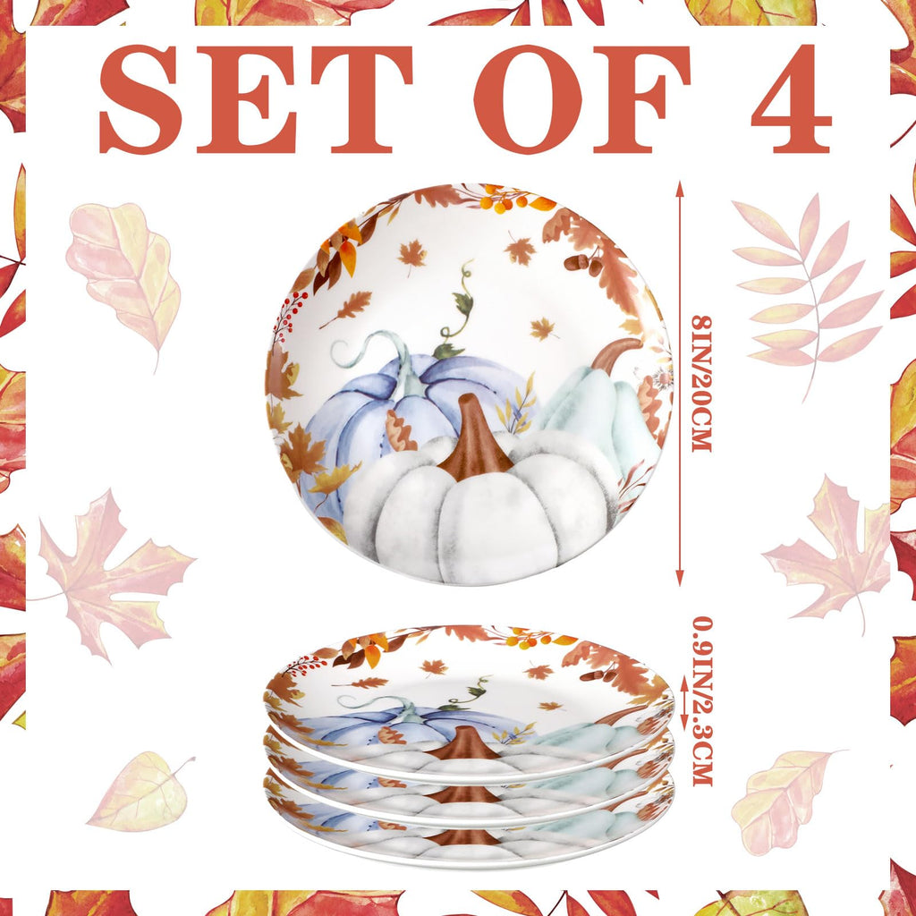 4 Pc Thanksgiving Dinner Plate Ceramic Plate, Stylish Pattern