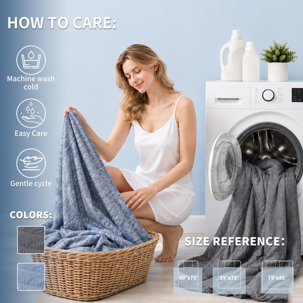 Cooling Blanket Queen Size,Double-Sided Lightweight Summer Bedding for Hot Sleepers and Night Sweats, Breathable Navy
