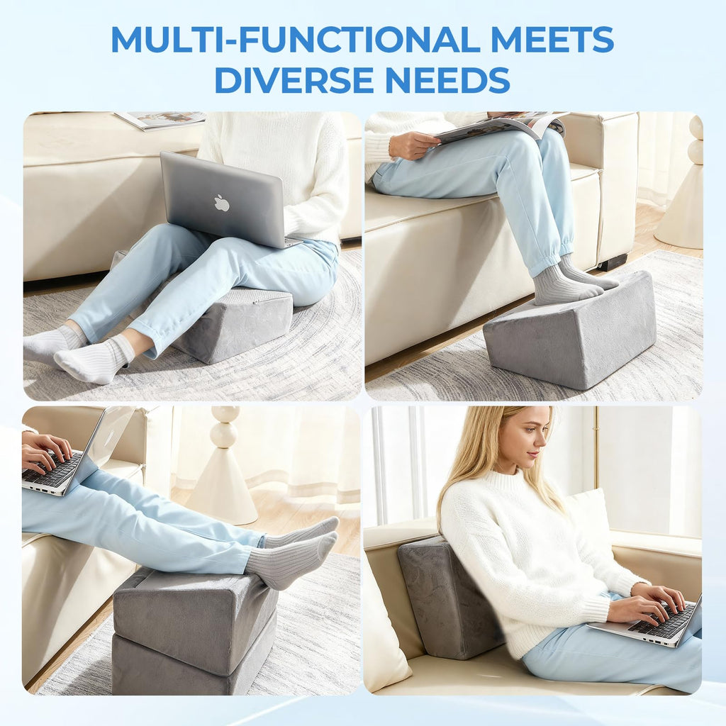 3-Level Adjustable Foot Rest for Under Desk at Work, Grey, 17x11.2x17 Inch