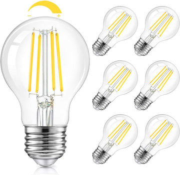 LED A19 Dimmable Light Bulbs 100W Equivalent, Vintage E26 Edison Bulbs 8W 1200LM, 5000K Daylight White, Clear Antique