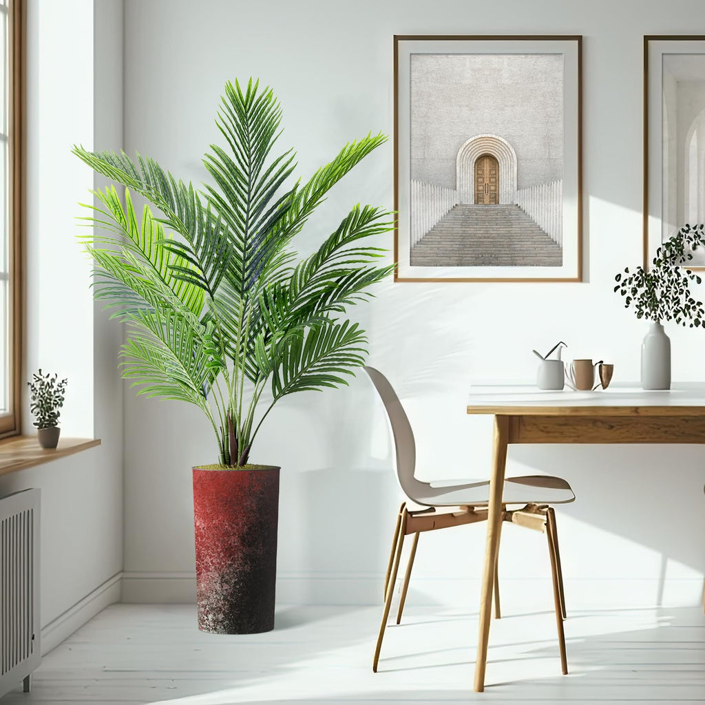 Artificial Tree in Modern Planter, Fake Areca Tropical Palm Silk Tree for Indoor and Outdoor Home Decoration - 66"