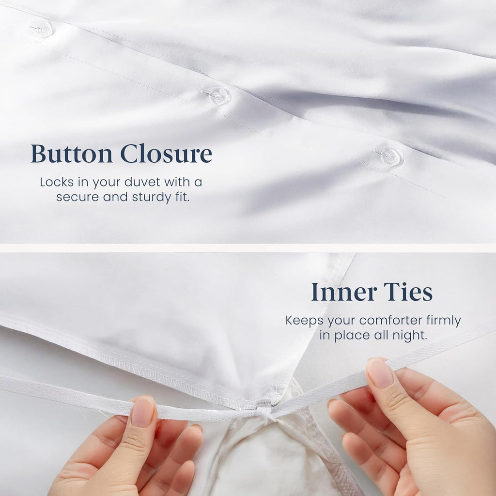 Duvet Cover Queen (3 Pieces), 100% Cotton Percale, Full/Queen, Soft, Breathable & Lightweight, Including Duvet Cover