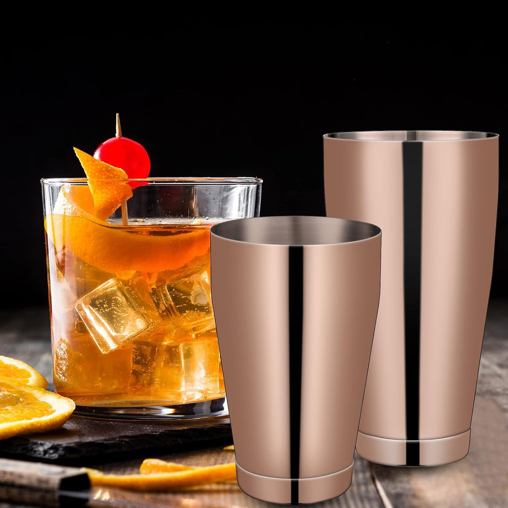 Cocktail Shaker Stainless Steel Shaker Set, Copper - Set of 10