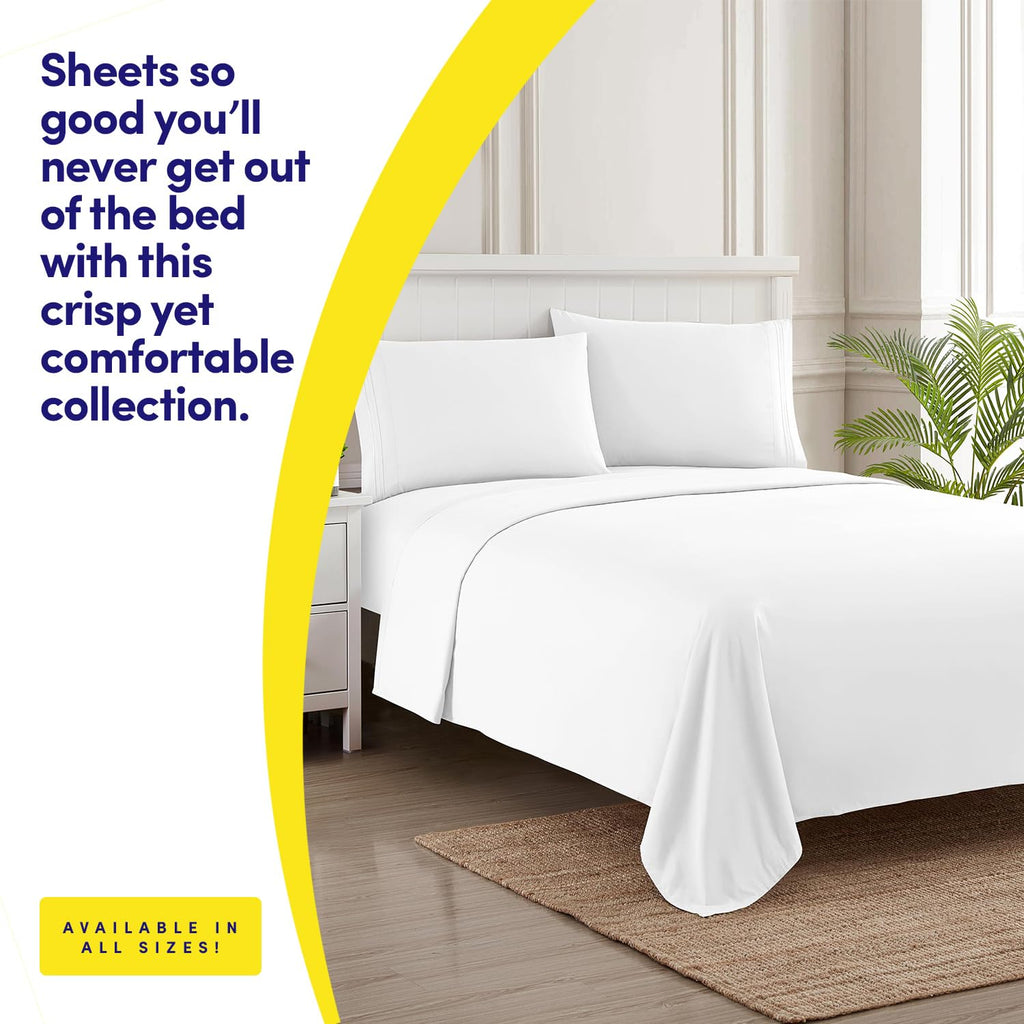 1500 Supreme Collection California King Sheet Sets White - Luxury Hotel Bed Sheets and Pillowcase Set for California