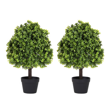 27" Artificial Boxwood Topiary Ball Trees Outdoor