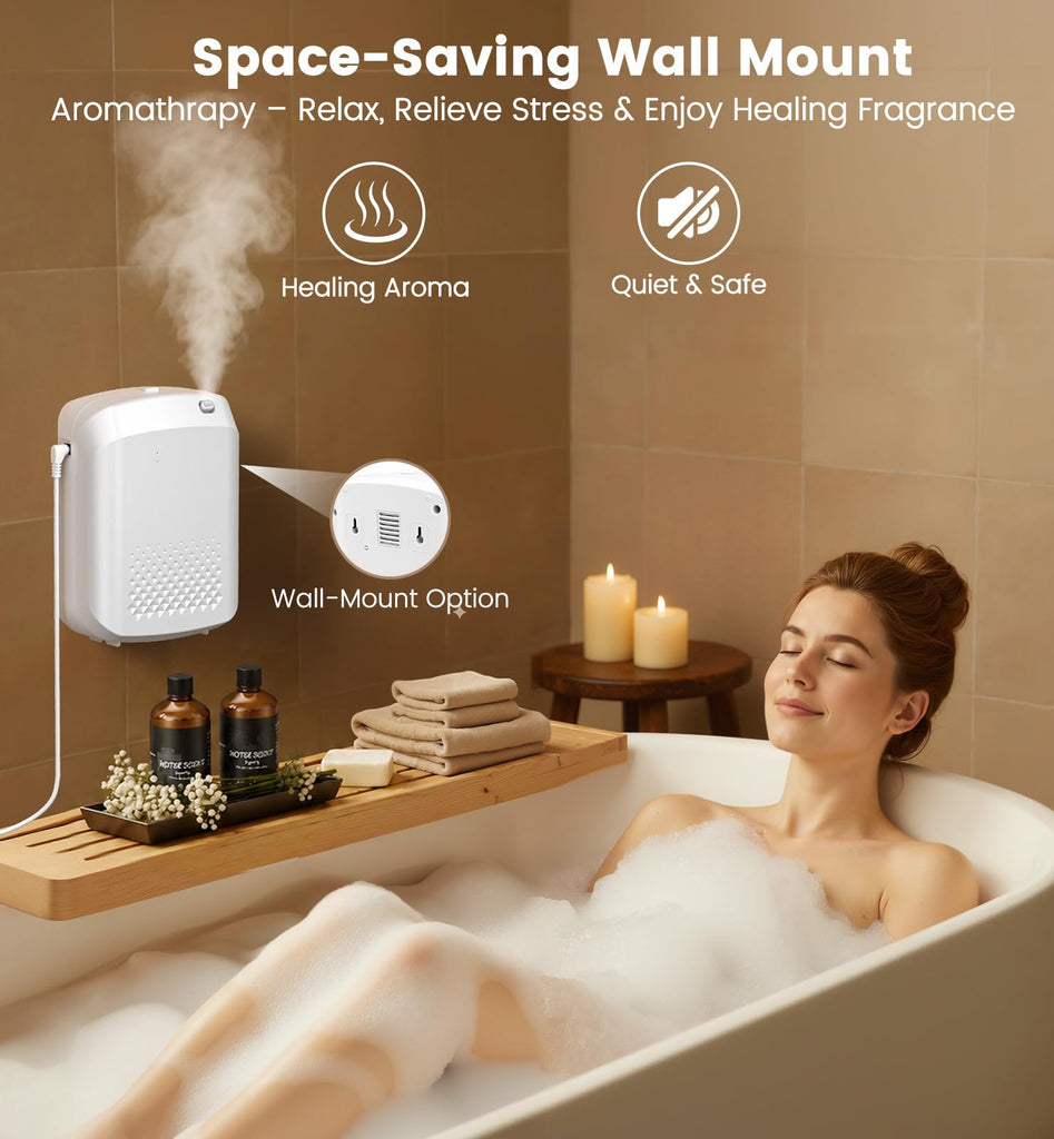 Waterless Essential Oil Diffuser with 2 x Oils, 3000 Sq.Ft Coverage for Large Home Hotel Office, 400ml Cold Air
