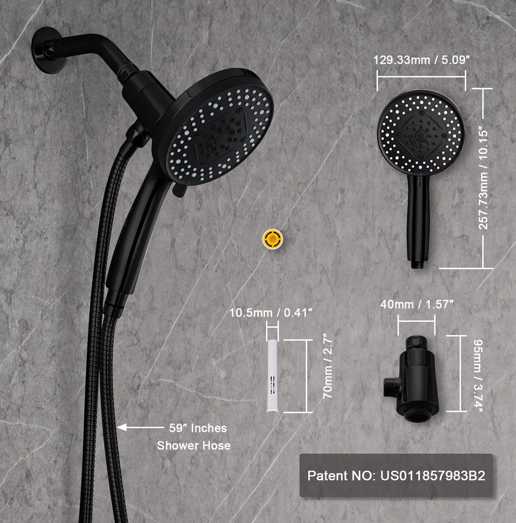 Black Filter Magnetic Shower Head with Handheld