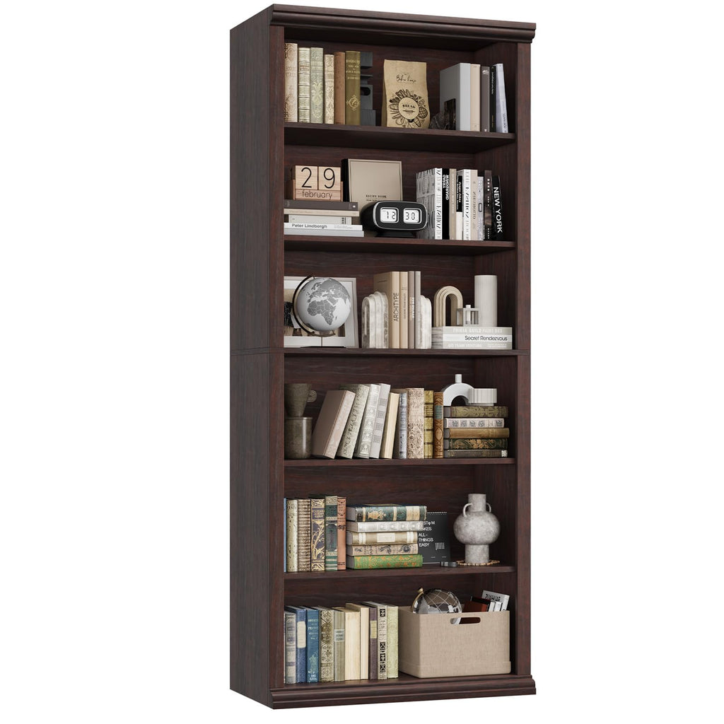 Bookcase and Bookshelves, 28" W Tall Bookshelf, Dark Cherry